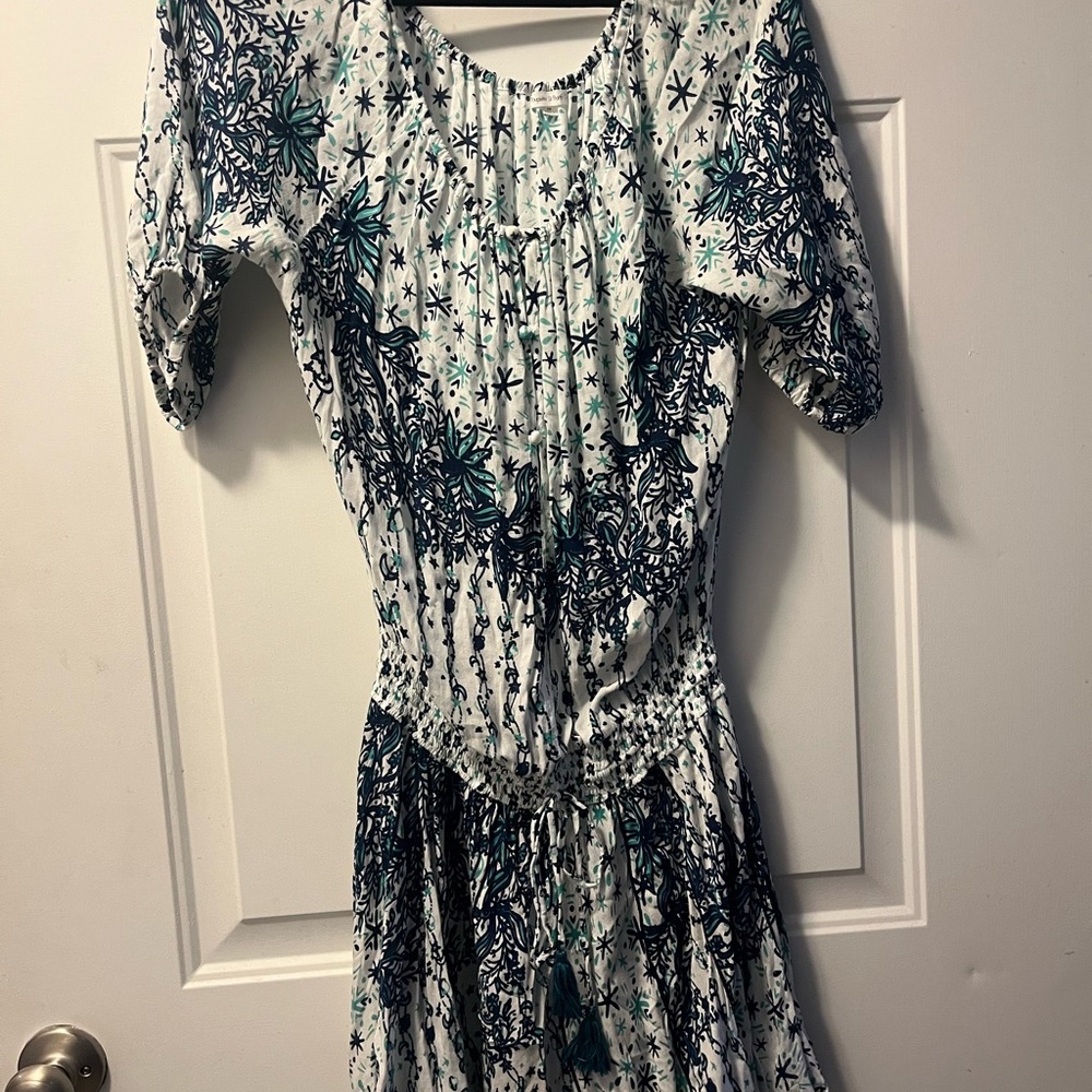 Poupette St Barth Blue and White Mini Dress